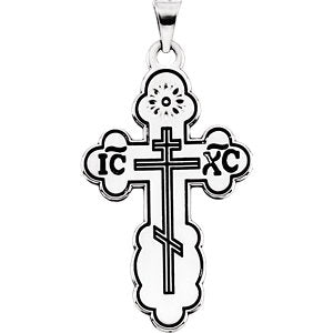 Sterling Silver 32x21 MM Orthodox Cross Pendant