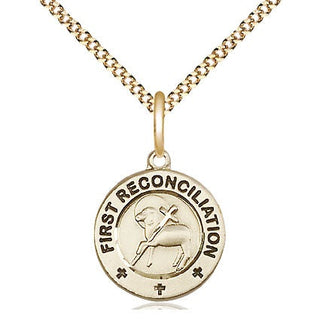 14kt Gold Filled First Reconciliation / Penance Medal Religious and Catholic Jewelry Engraved Catholic Saint Jewelry