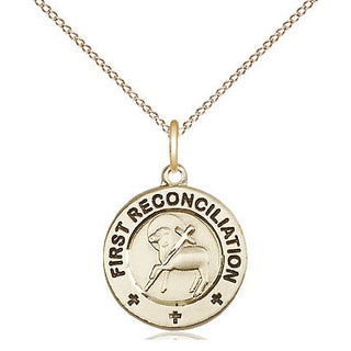 14kt Gold Filled First Reconciliation / Penance Medal Religious and Catholic Jewelry Engraved Catholic Saint Jewelry
