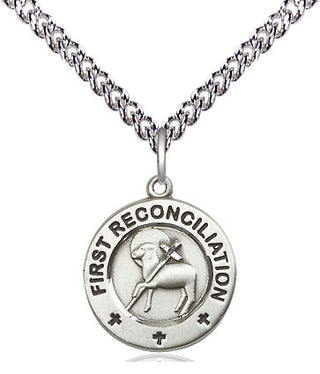 Sterling Silver First Reconciliation / Penance Medal Religious and Catholic Jewelry Engraved Catholic Saint Jewelry