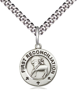 Sterling Silver First Reconciliation / Penance Medal Religious and Catholic Jewelry Engraved Catholic Saint Jewelry