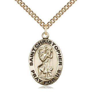 14kt Gold Filled Saint Christopher Medal Catholic Jewelry Engraved Catholic Saint Jewelry