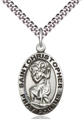 Pewter Saint Christopher Medal Catholic Jewelry Engraved Catholic Saint Jewelry