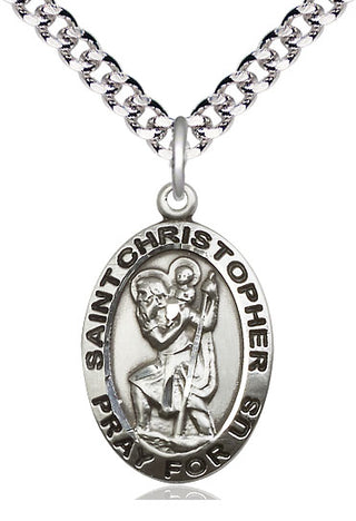 Pewter Saint Christopher Medal Catholic Jewelry Engraved Catholic Saint Jewelry