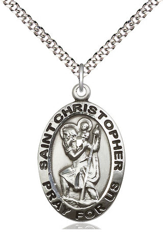 Pewter Saint Christopher Medal Catholic Jewelry Engraved Catholic Saint Jewelry