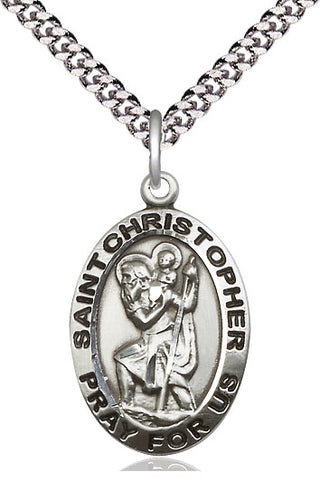 Pewter Saint Christopher Medal Catholic Jewelry Engraved Catholic Saint Jewelry