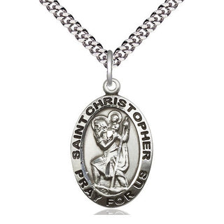 Sterling Silver Saint Christopher Medal Catholic Jewelry Engraved Catholic Saint Jewelry
