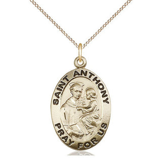 14kt Gold Filled Saint Anthony of Padua Medal Catholic Jewelry Engraved Catholic Saint Jewelry