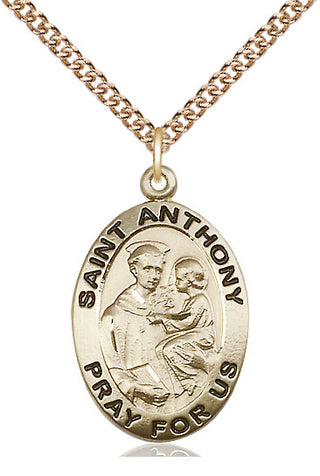 14kt Gold Filled Saint Anthony of Padua Medal Catholic Jewelry Engraved Catholic Saint Jewelry