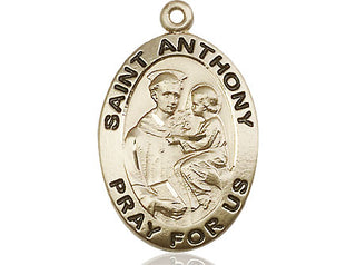 14kt Gold Saint Anthony of Padua Medal Engraved Catholic Saint Jewelry