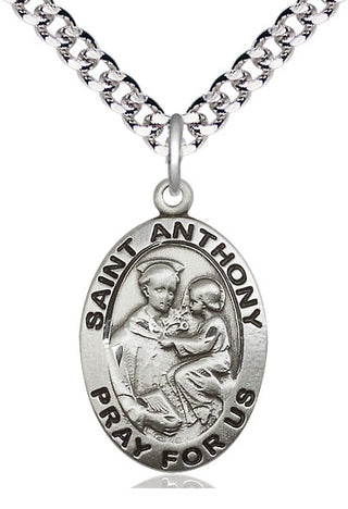 Sterling Silver Saint Anthony of Padua Medal Catholic Jewelry Engraved Catholic Saint Jewelry