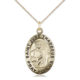 14kt Gold Saint Jude Medal Engraved Catholic Saint Jewelry
