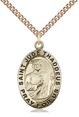 14kt Gold Saint Jude Medal Engraved Catholic Saint Jewelry