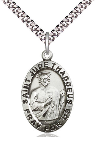 Sterling Silver Saint Jude Medal Catholic Jewelry Engraved Catholic Saint Jewelry