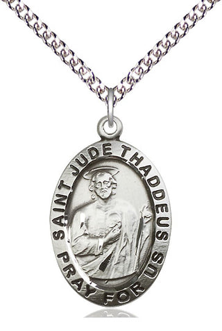 Sterling Silver Saint Jude Medal Catholic Jewelry Engraved Catholic Saint Jewelry
