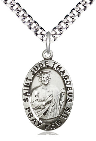 Sterling Silver Saint Jude Medal Catholic Jewelry Engraved Catholic Saint Jewelry
