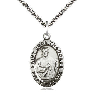 Sterling Silver Saint Jude Medal Catholic Jewelry Engraved Catholic Saint Jewelry