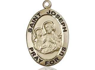 14kt Gold Filled Saint Joseph Medal Engraved Catholic Saint Jewelry