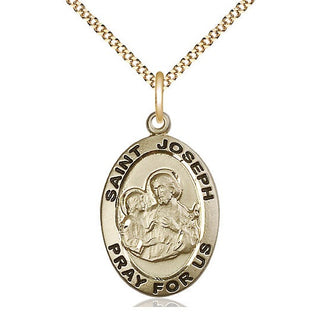 14kt Gold Filled Saint Joseph Medal Catholic Jewelry Engraved Catholic Saint Jewelry