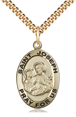 14kt Gold Filled Saint Joseph Medal Catholic Jewelry Engraved Catholic Saint Jewelry