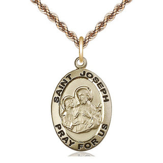 14kt Gold Filled Saint Joseph Medal Catholic Jewelry Engraved Catholic Saint Jewelry