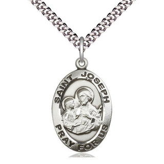 Pewter Saint Joseph Medal Catholic Jewelry Engraved Catholic Saint Jewelry
