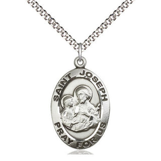 Pewter Saint Joseph Medal Catholic Jewelry Engraved Catholic Saint Jewelry