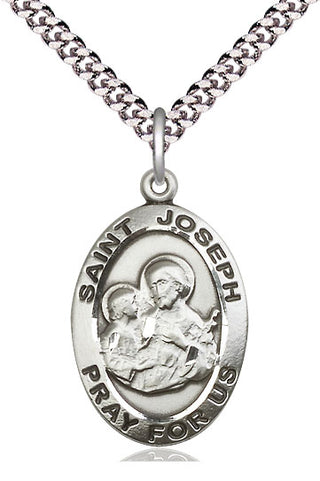 Sterling Silver Saint Joseph Medal Catholic Jewelry Engraved Catholic Saint Jewelry