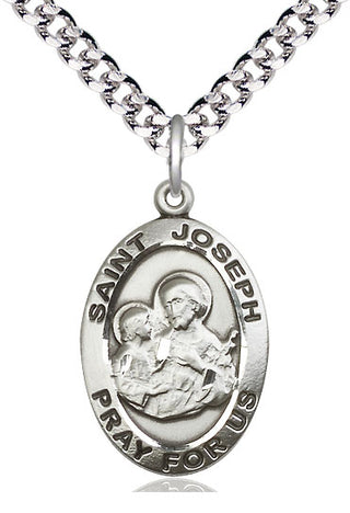 Sterling Silver Saint Joseph Medal Catholic Jewelry Engraved Catholic Saint Jewelry