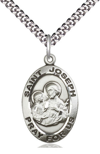 Sterling Silver Saint Joseph Medal Catholic Jewelry Engraved Catholic Saint Jewelry
