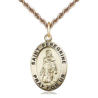 14kt Gold Saint Peregrine Medal Engraved Catholic Saint Jewelry