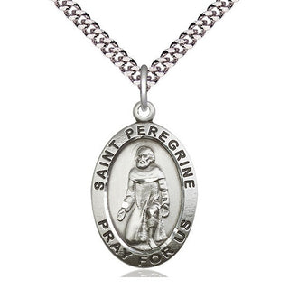 Pewter Saint Peregrine Medal Catholic Jewelry Engraved Catholic Saint Jewelry