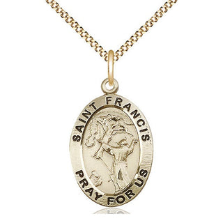 14kt Gold Filled Saint Francis of Assisi Medal Catholic Jewelry Engraved Catholic Saint Jewelry