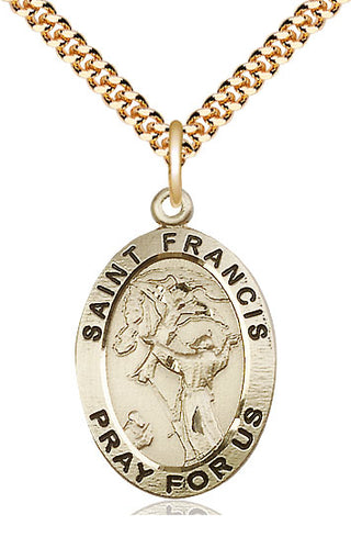 14kt Gold Filled Saint Francis of Assisi Medal Catholic Jewelry Engraved Catholic Saint Jewelry