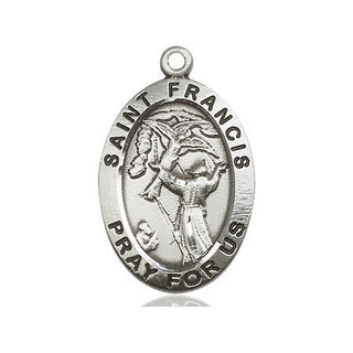 Sterling Silver Saint Francis of Assisi Medal Catholic Jewelry Engraved Catholic Saint Jewelry