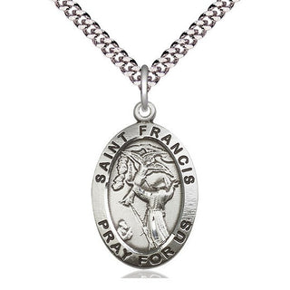 Sterling Silver Saint Francis of Assisi Medal Catholic Jewelry Engraved Catholic Saint Jewelry