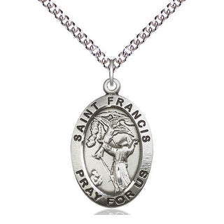 Sterling Silver Saint Francis of Assisi Medal Catholic Jewelry Engraved Catholic Saint Jewelry