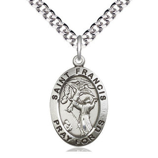 Sterling Silver Saint Francis of Assisi Medal Catholic Jewelry Engraved Catholic Saint Jewelry