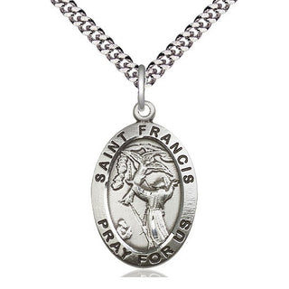 Sterling Silver Saint Francis of Assisi Medal Catholic Jewelry Engraved Catholic Saint Jewelry