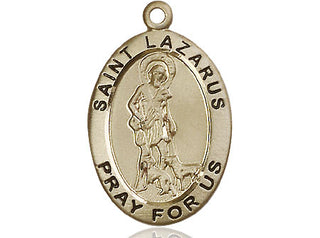 14kt Gold Filled Saint Lazarus Medal Engraved Catholic Saint Jewelry