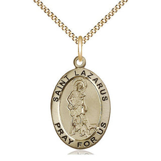 14kt Gold Filled Saint Lazarus Medal Catholic Jewelry Engraved Catholic Saint Jewelry