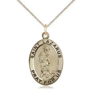 14kt Gold Filled Saint Lazarus Medal Catholic Jewelry Engraved Catholic Saint Jewelry