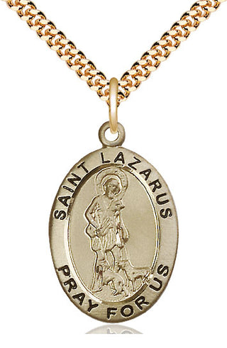 14kt Gold Filled Saint Lazarus Medal Catholic Jewelry Engraved Catholic Saint Jewelry