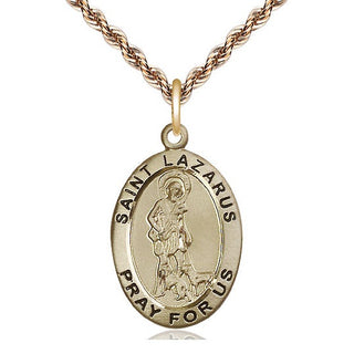 14kt Gold Filled Saint Lazarus Medal Catholic Jewelry Engraved Catholic Saint Jewelry