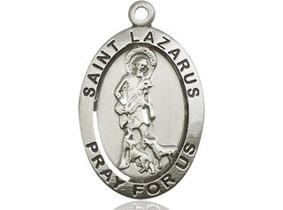 Sterling Silver Saint Lazarus Medal Catholic Jewelry Engraved Catholic Saint Jewelry