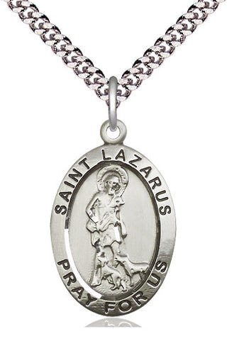 Sterling Silver Saint Lazarus Medal Catholic Jewelry Engraved Catholic Saint Jewelry