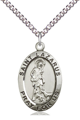 Sterling Silver Saint Lazarus Medal Catholic Jewelry Engraved Catholic Saint Jewelry