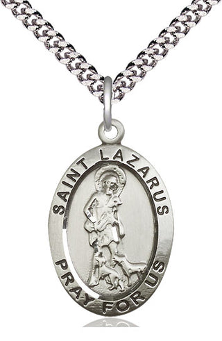 Sterling Silver Saint Lazarus Medal Catholic Jewelry Engraved Catholic Saint Jewelry