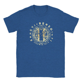 St. Benedict Medal Gold on Black T-Shirt - view 12