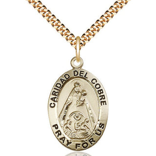 14kt Gold Filled Caridad del Cobre Medal Catholic Jewelry Engraved Catholic Saint Jewelry